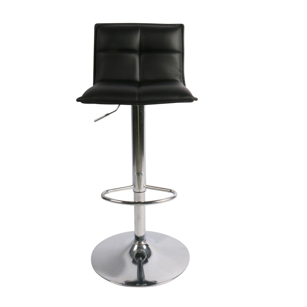 Chaise snack pu noir et pied piston chromé Chaise snack pu noir et pied piston chromé