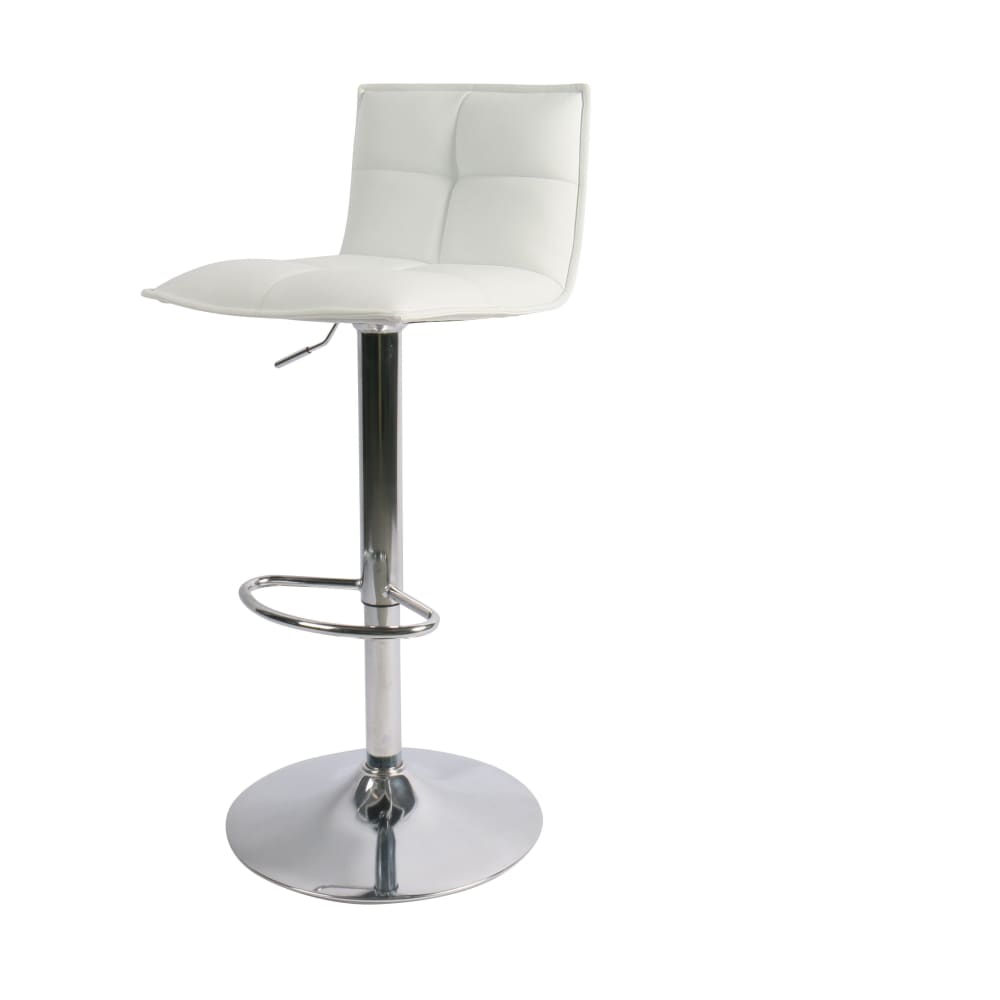 Chaise snack pu blanc et pied piston chromé Chaise snack pu blanc et pied piston chromé