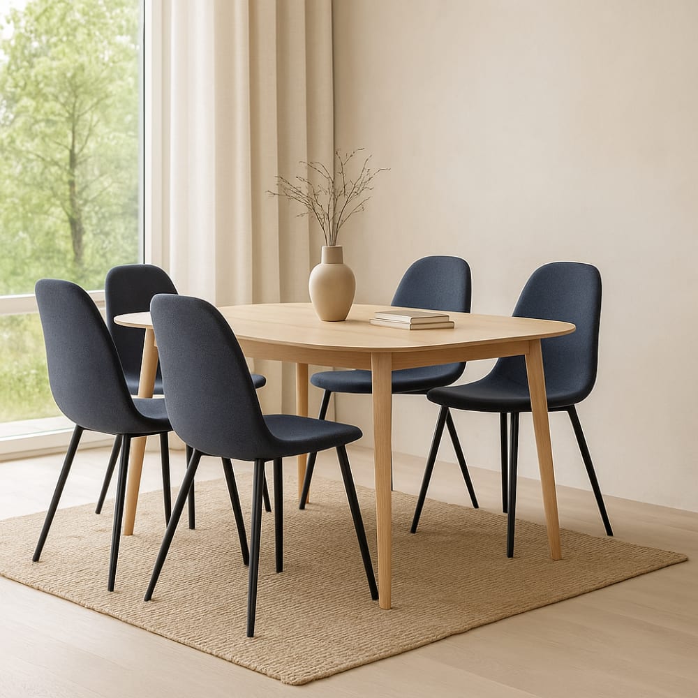 Chaise de table tissu bleu foncé - lot de 4