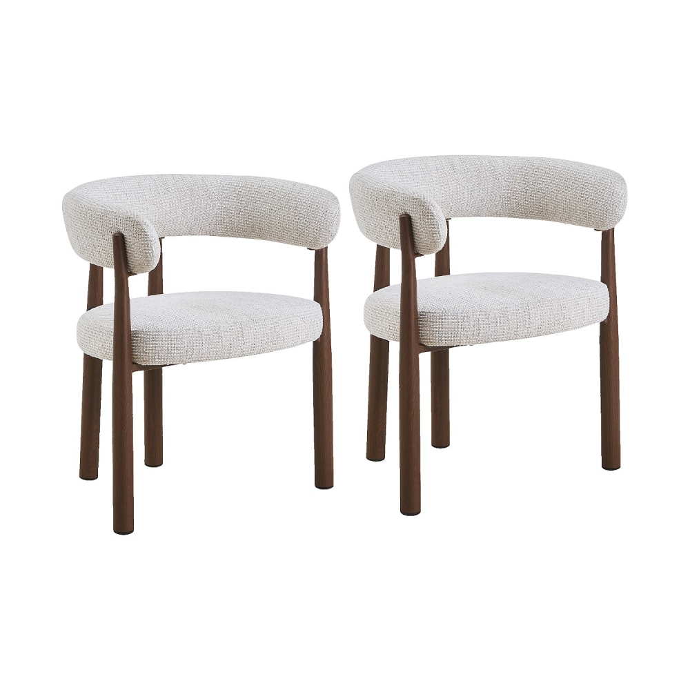 Lot de 2 chaises en tissu et métal finition noyer avec accoudoirs - Lot de 2 chaises en tissu et métal finition noyer avec accoudoirs -