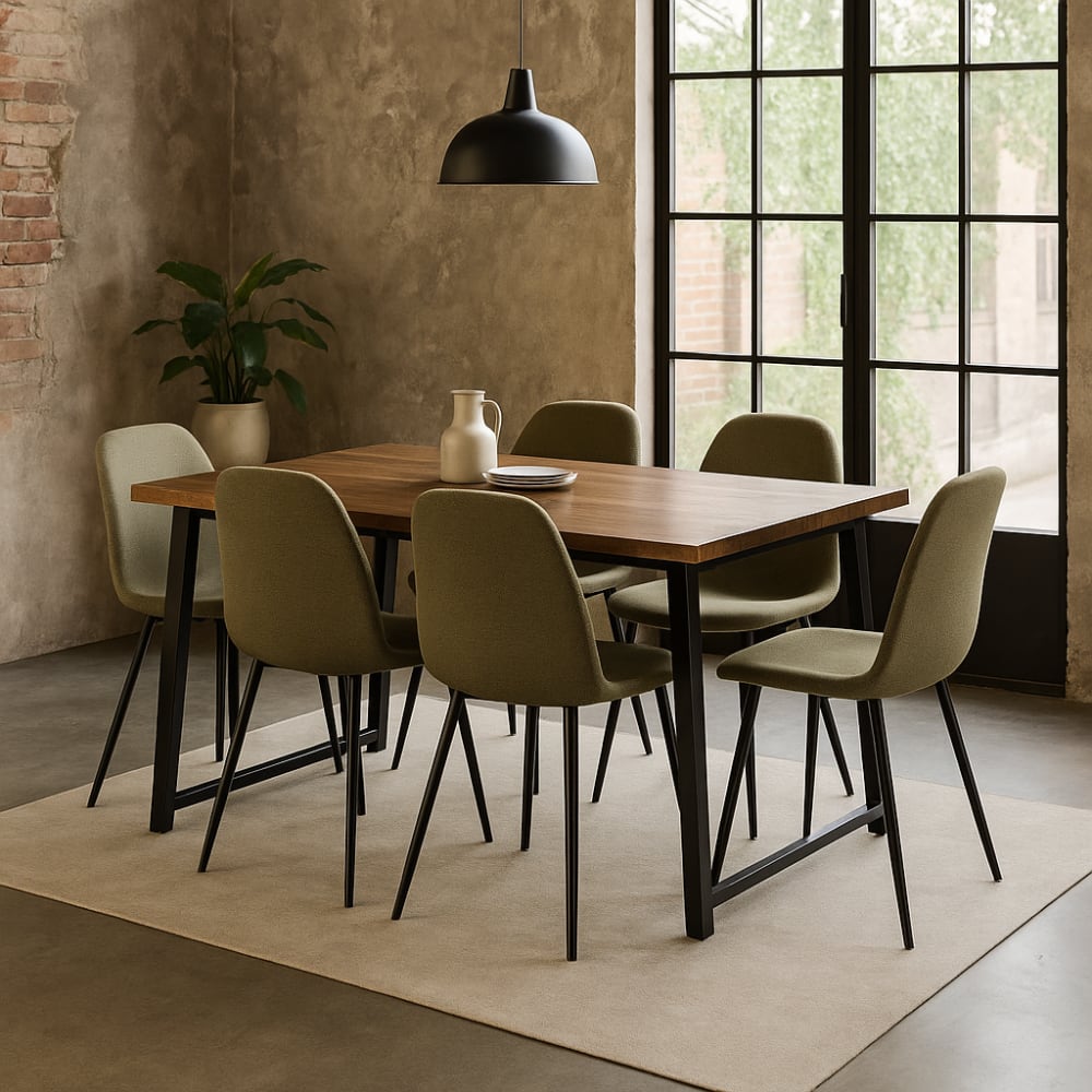 Chaise de table tissu vert foncé - lot de 4