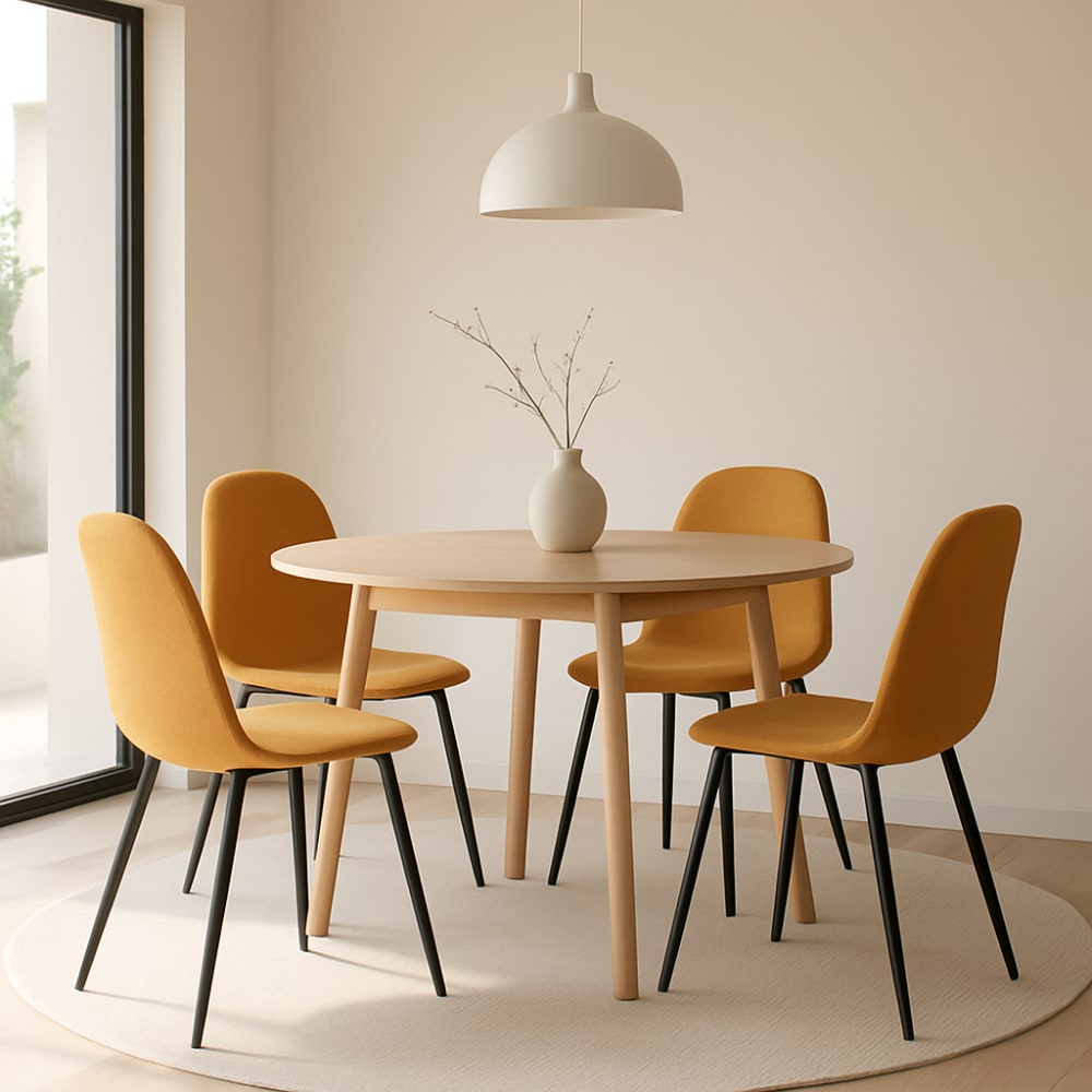Chaise de table tissu moutarde - lot de 4