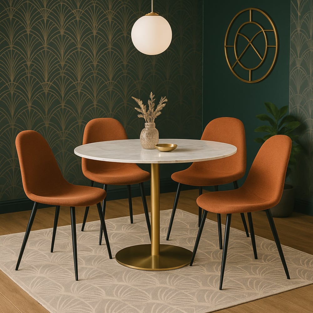 Chaise de table tissu caramel - lot de 4