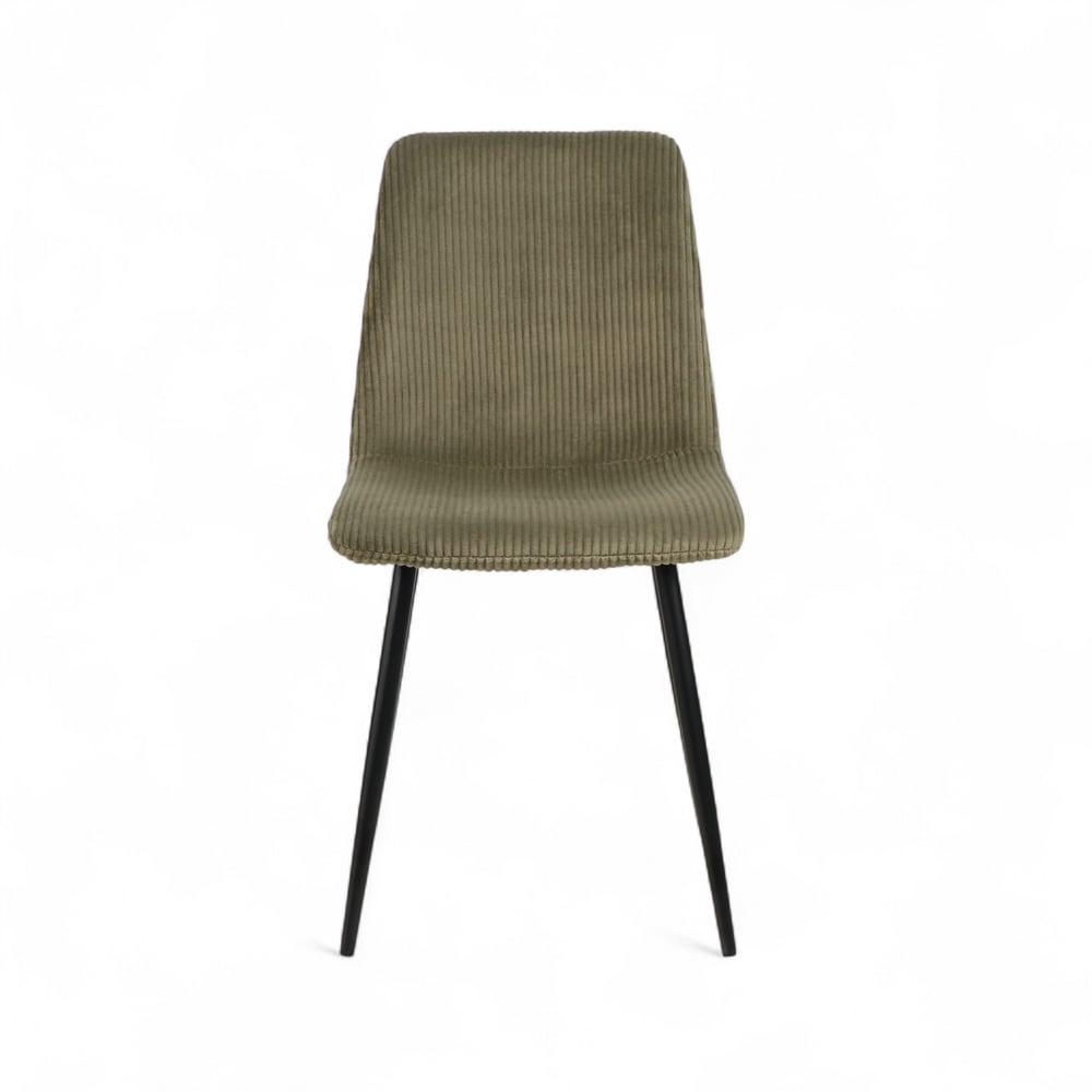 Chaise de table velours côtelé kaki - lot de 4