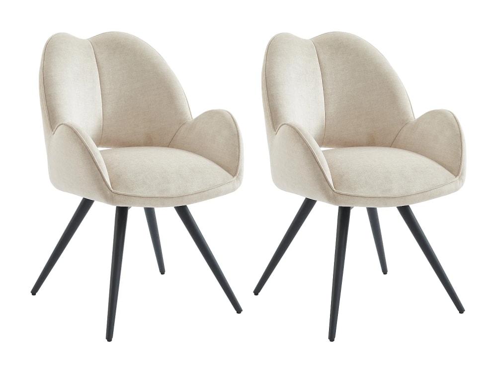 Lot de 2 chaises polyester beige Lot de 2 chaises polyester beige