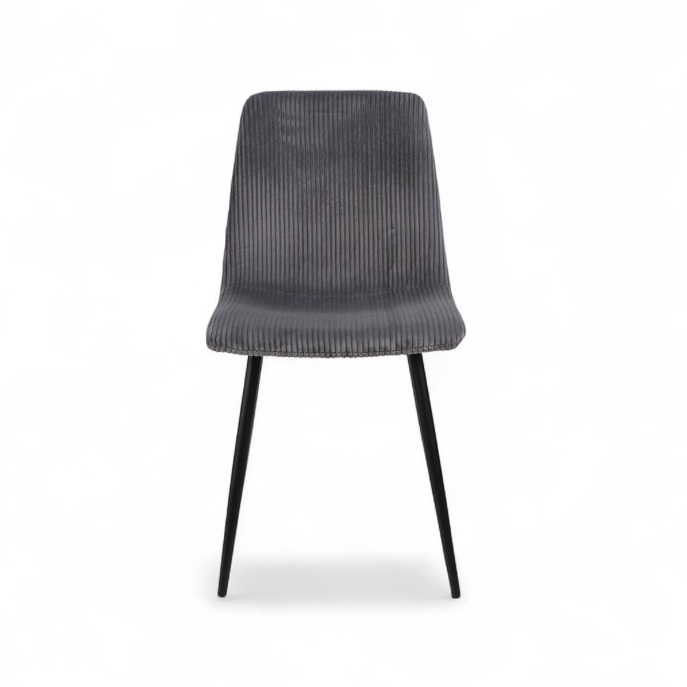 Chaise de table velours côtelé gris - lot de 4