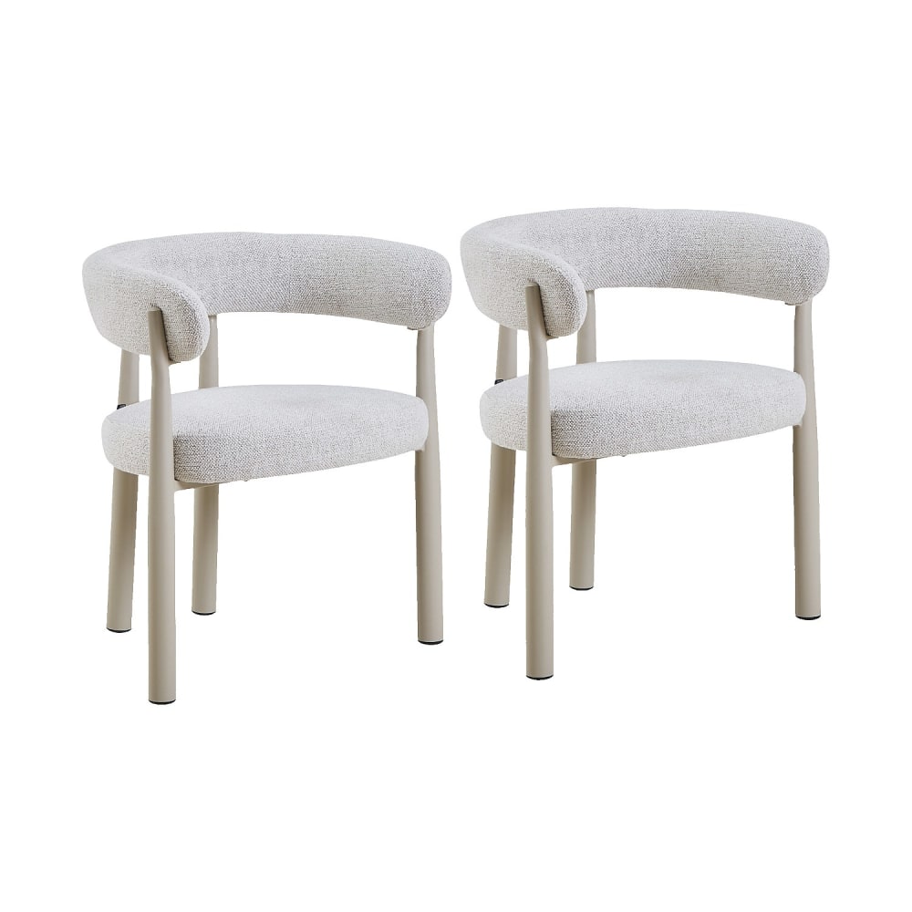 Lot de 2 chaises en tissu et métal crème avec accoudoirs - ivoire Lot de 2 chaises en tissu et métal crème avec accoudoirs - ivoire