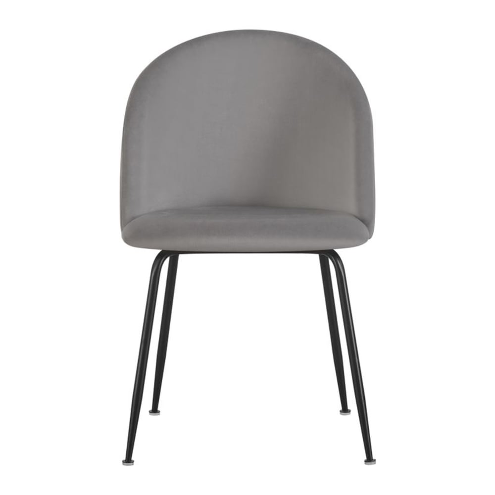 Chaise de table velours gris clair - lot de 2