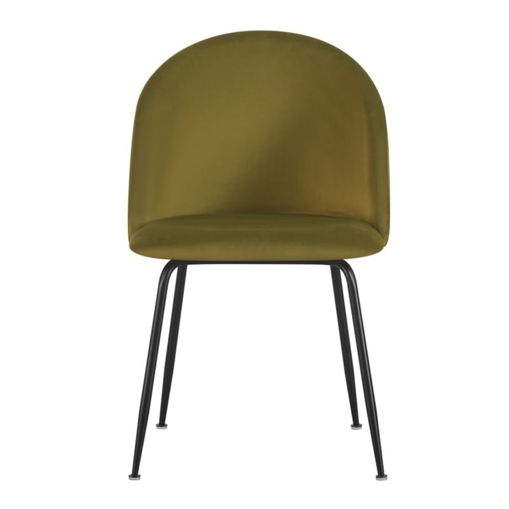 Chaise de table velours vert olive - lot de 2