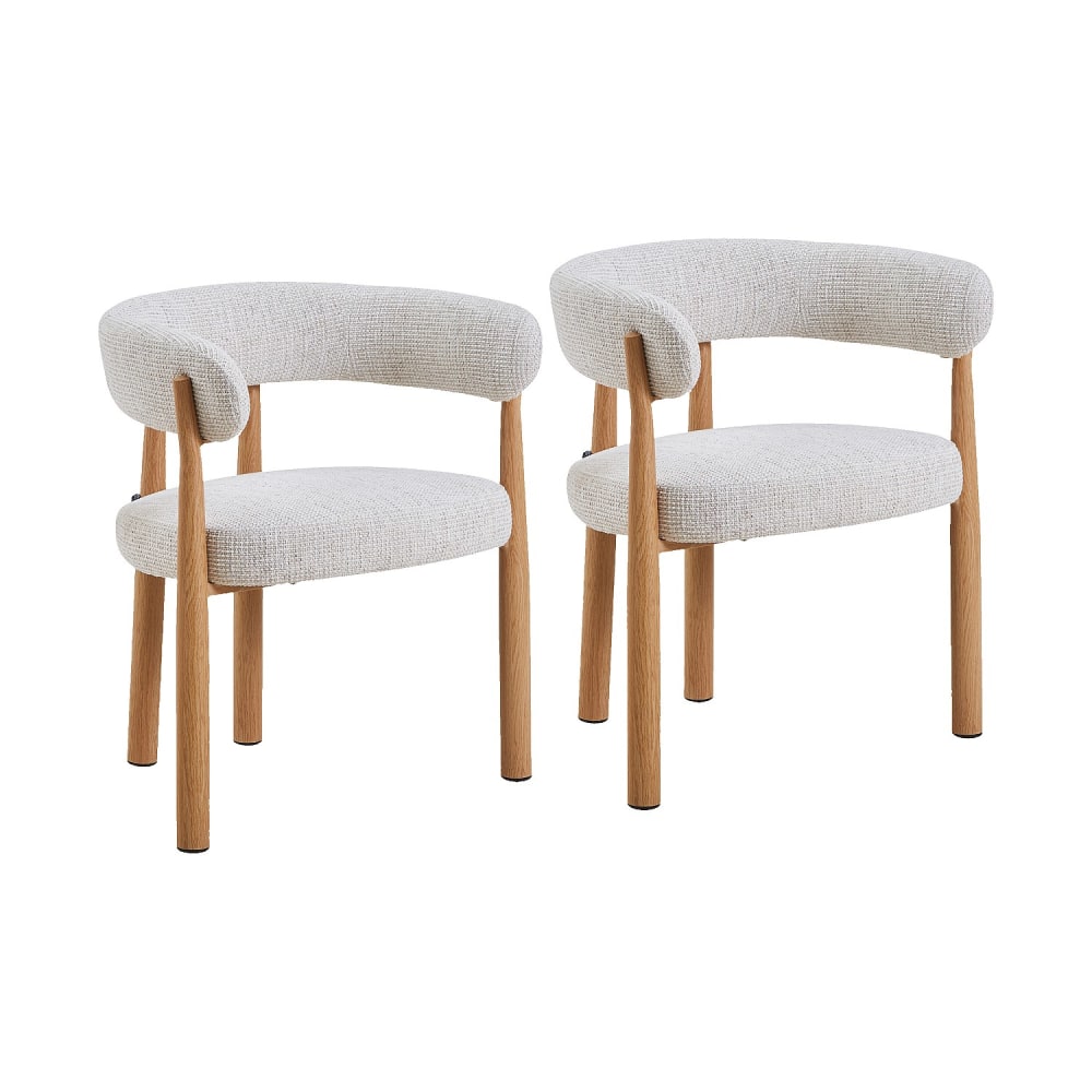 Lot de 2 chaises en tissu et métal finition chêne avec accoudoirs - Lot de 2 chaises en tissu et métal finition chêne avec accoudoirs -