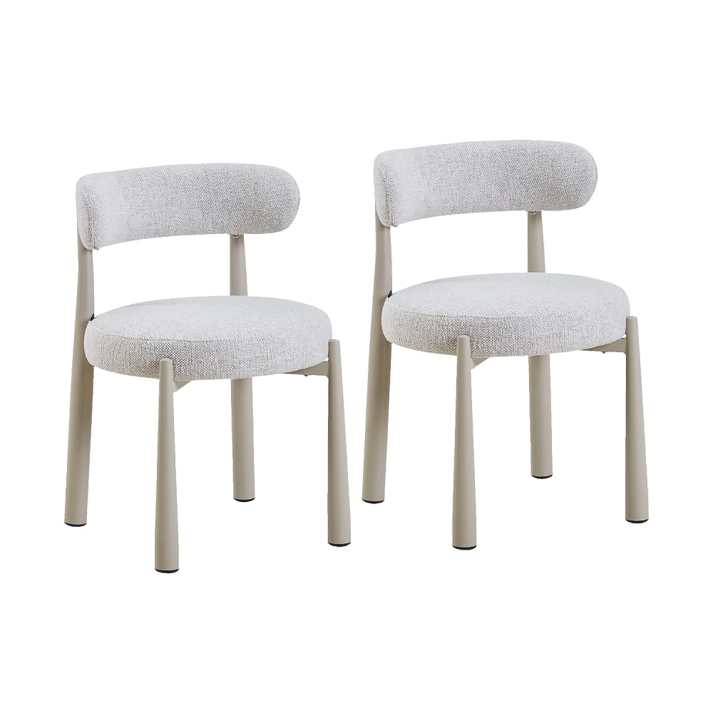 Lot de 2 chaises en tissu et métal crème - ivoire Lot de 2 chaises en tissu et métal crème - ivoire