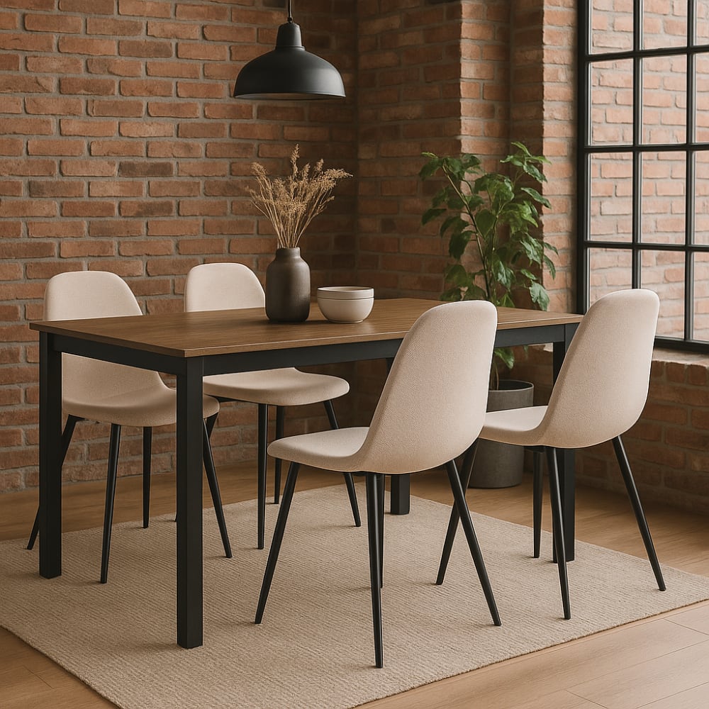 Chaise de table tissu écru - lot de 4