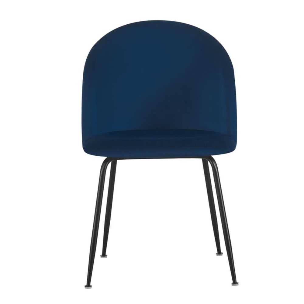 Chaise de table velours bleu marine - lot de 2