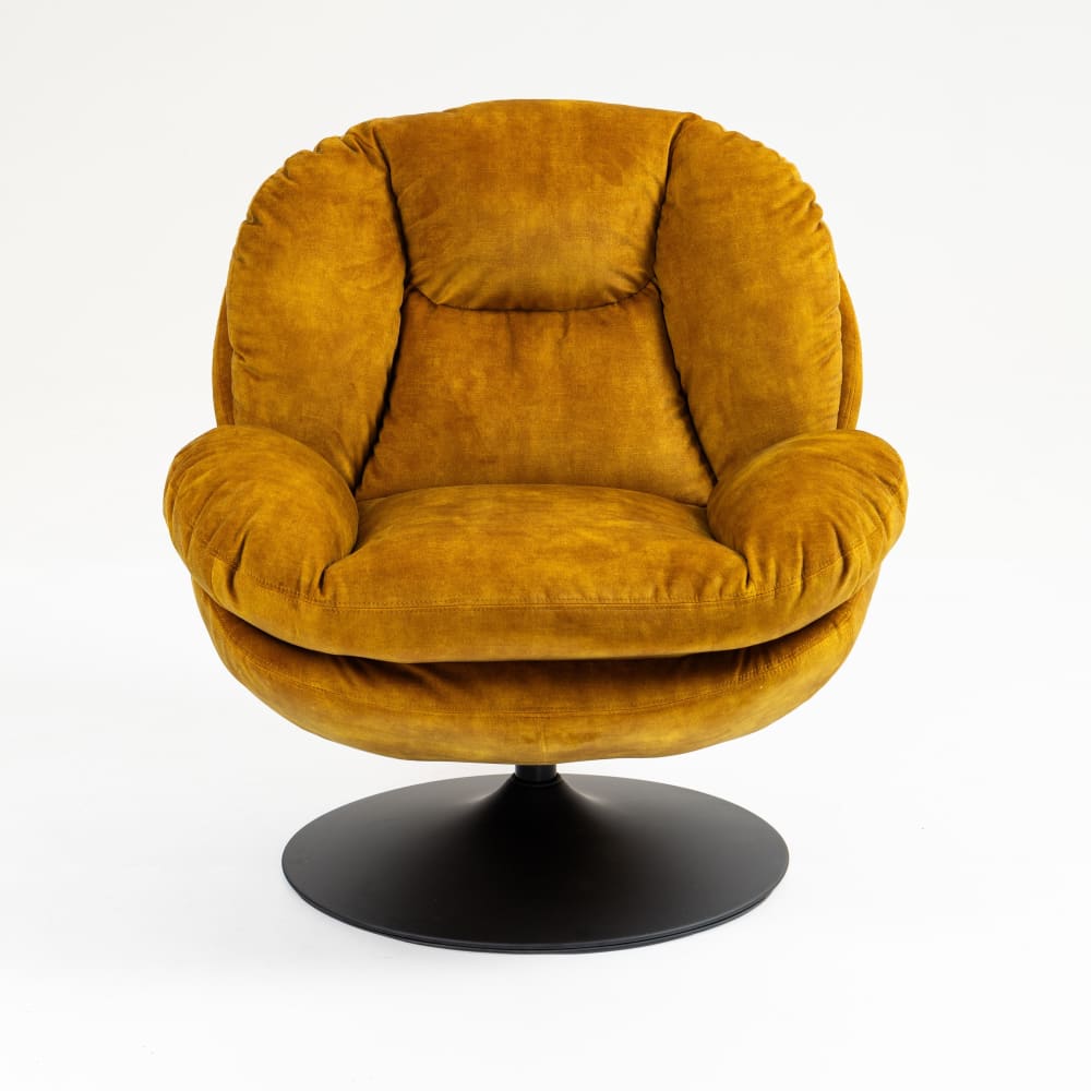 Fauteuil pivotant en velours ocre Fauteuil pivotant en velours ocre