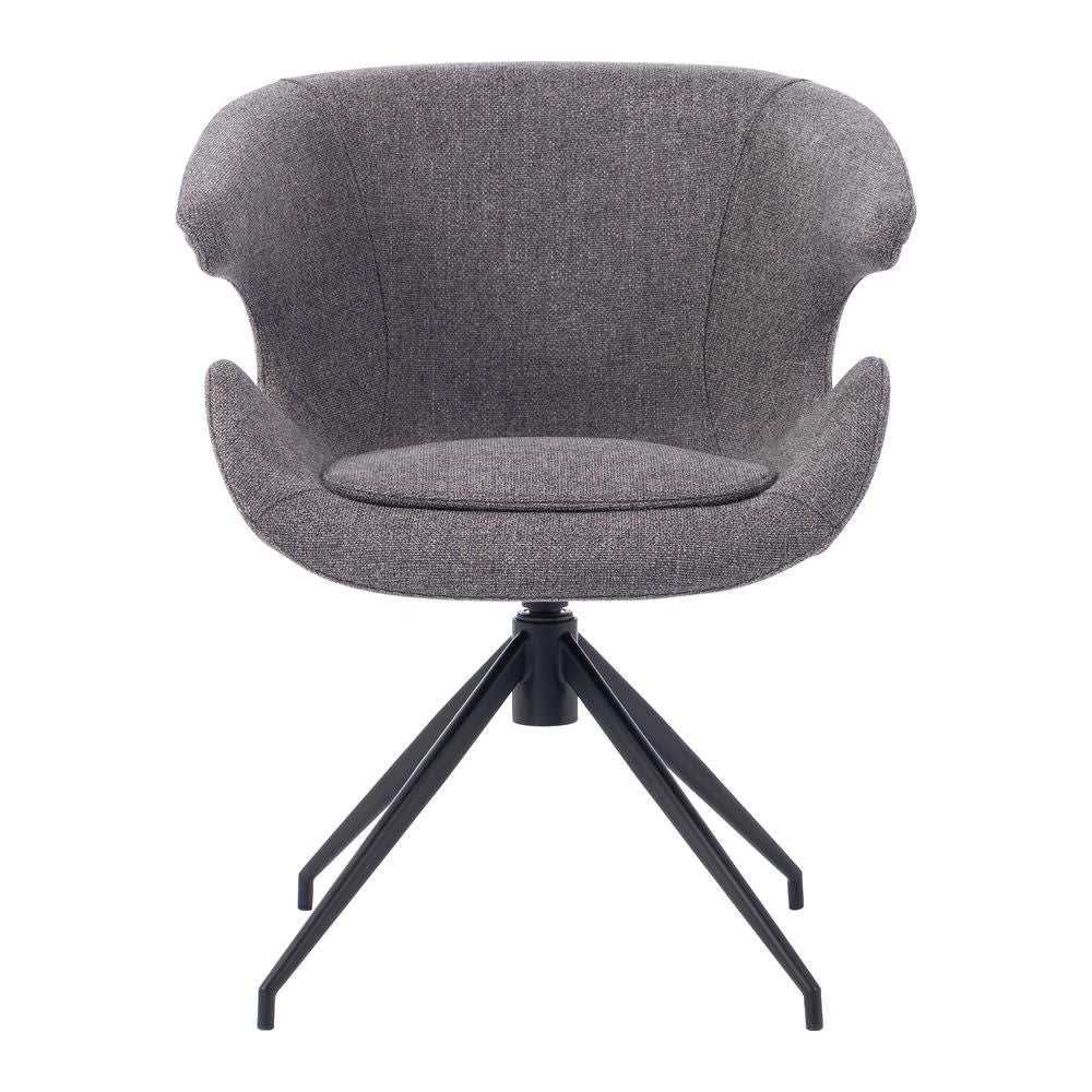 Chaise de table accoudoir tissu gris foncé