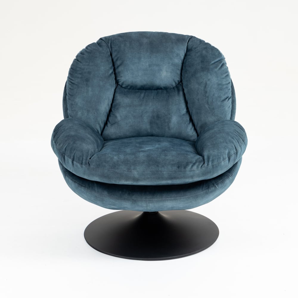 Fauteuil pivotant en velours bleu gris Fauteuil pivotant en velours bleu gris