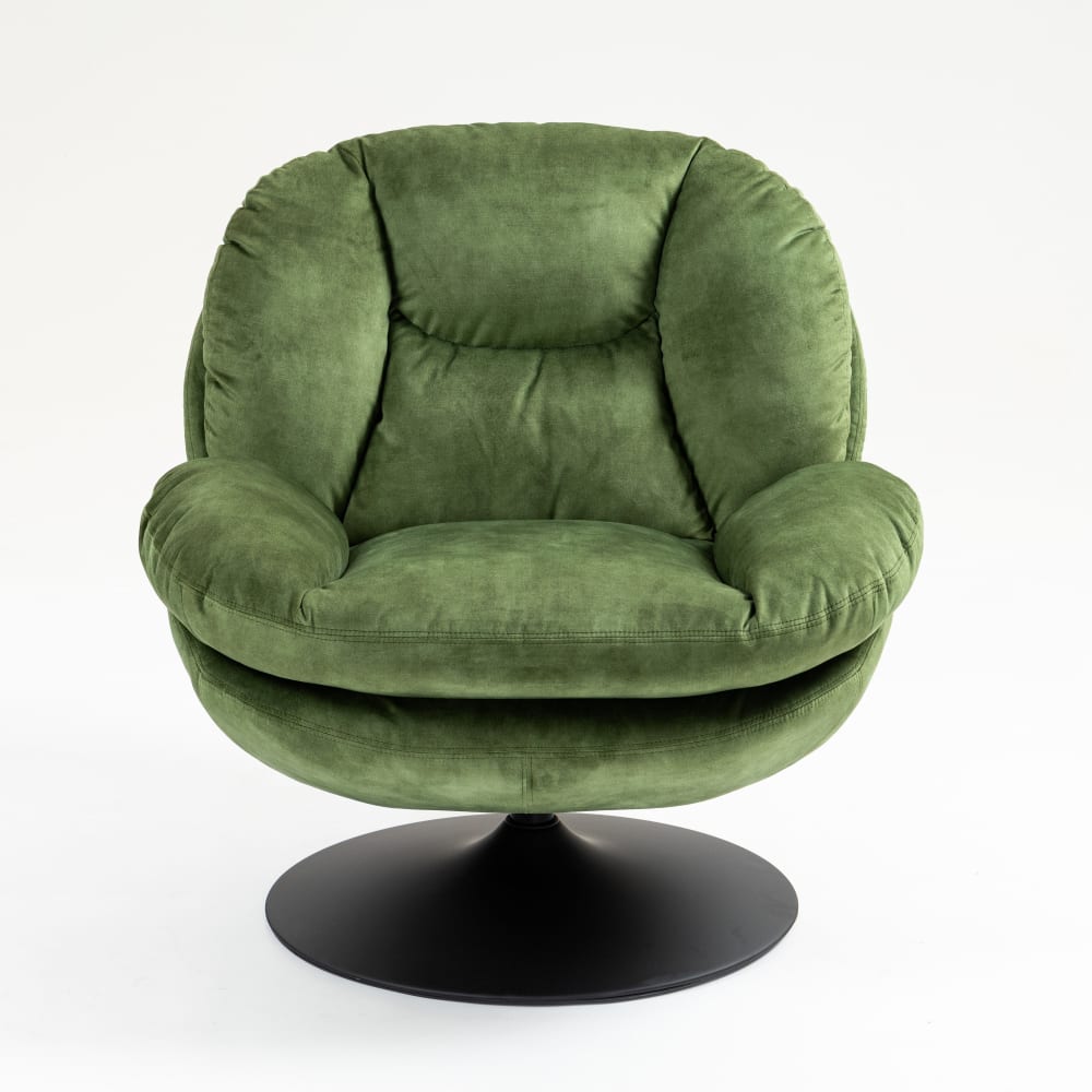 Fauteuil pivotant en velours vert Fauteuil pivotant en velours vert