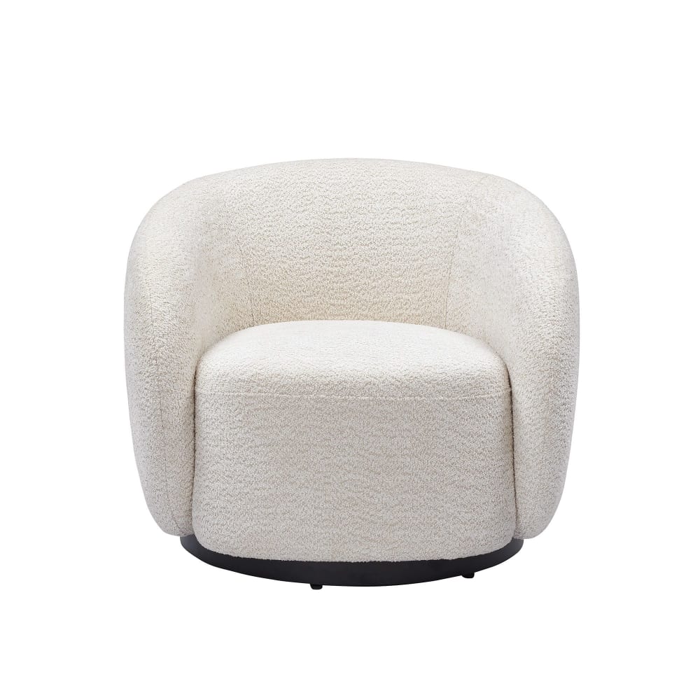 Fauteuil pivotant en tissu effet bouclette beige Fauteuil pivotant en tissu effet bouclette beige