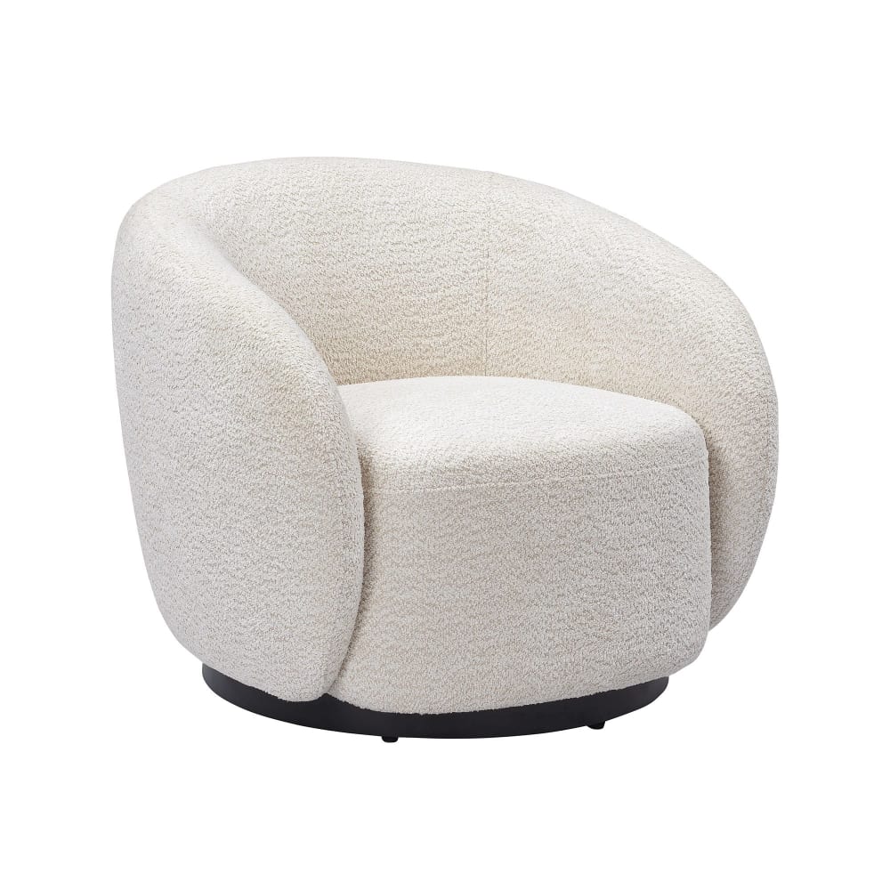 Fauteuil pivotant en tissu effet bouclette beige