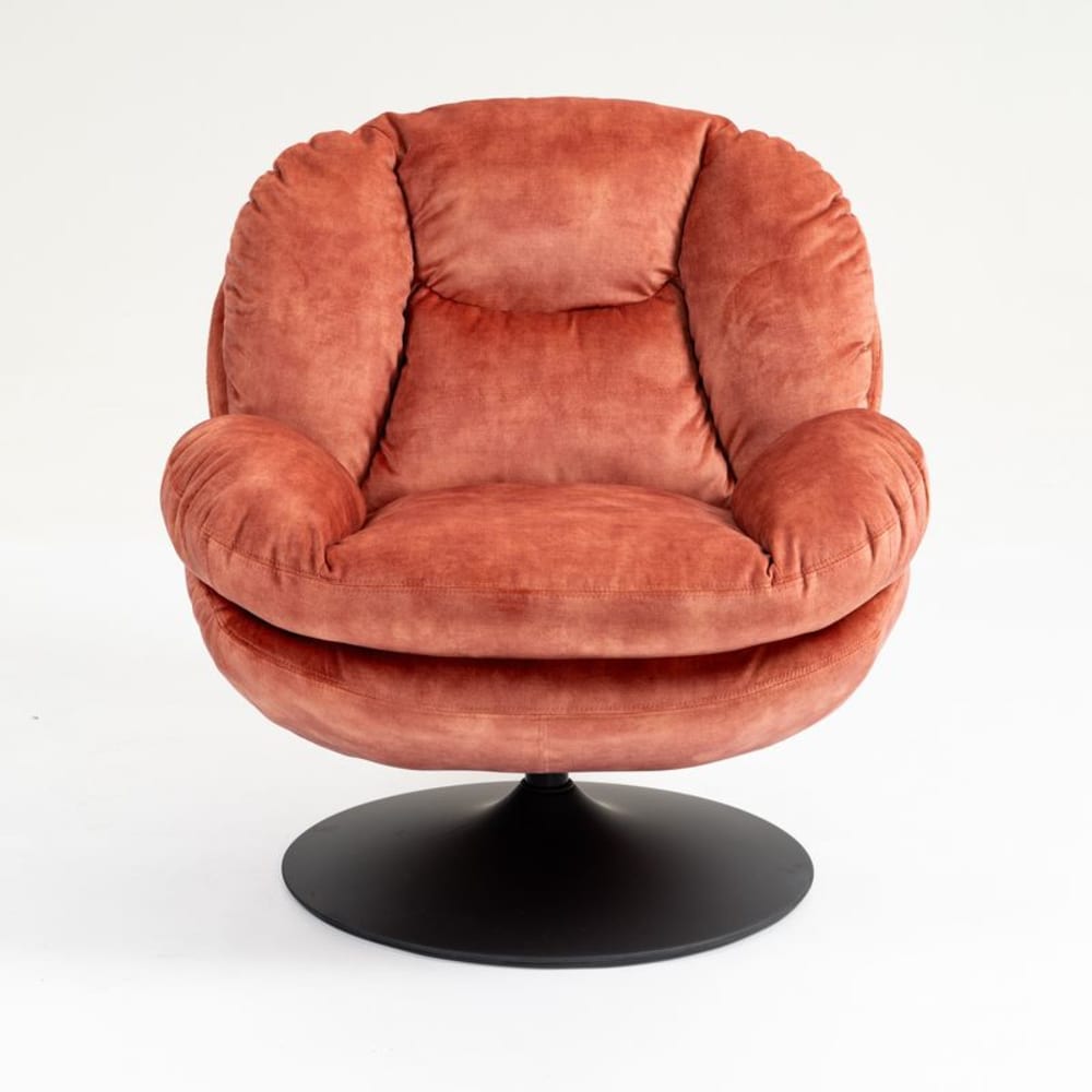 Fauteuil pivotant en velours rose Fauteuil pivotant en velours rose