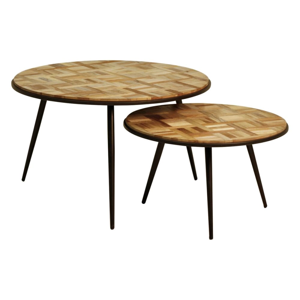 Table basse gigogne teck recyclé 74cm - set de 2 Table basse gigogne teck recyclé 74cm - set de 2
