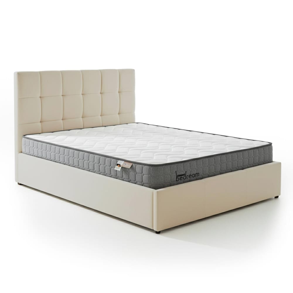 Pack lit-coffre + matelas bedream 140x190cm velours beige Pack lit-coffre + matelas bedream 140x190cm velours beige