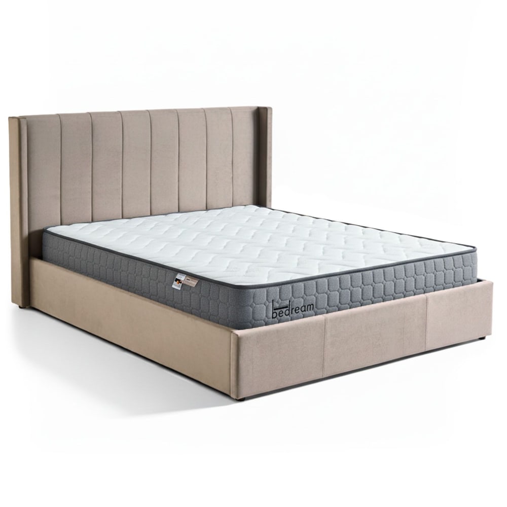 Pack lit-coffre + matelas bedream 180x200cm velours taupe Pack lit-coffre + matelas bedream 180x200cm velours taupe