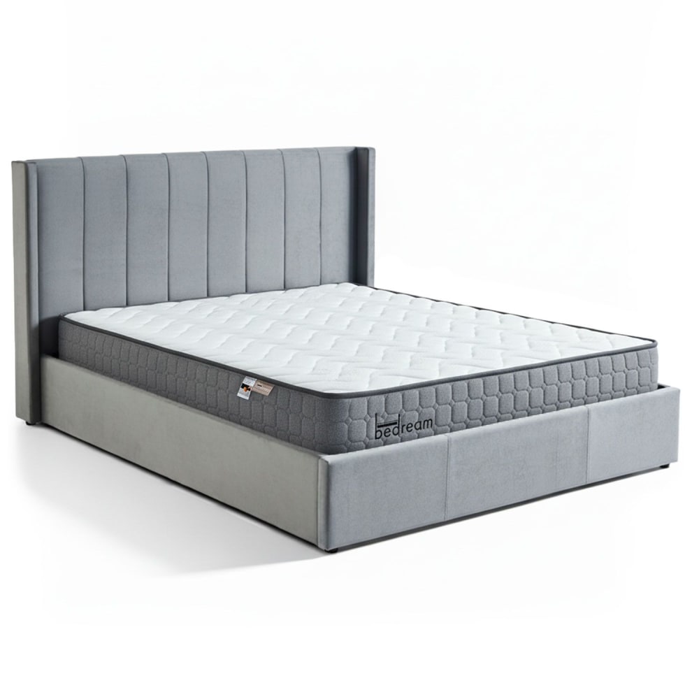 Pack lit-coffre + matelas bedream 180x200cm velours gris Pack lit-coffre + matelas bedream 180x200cm velours gris