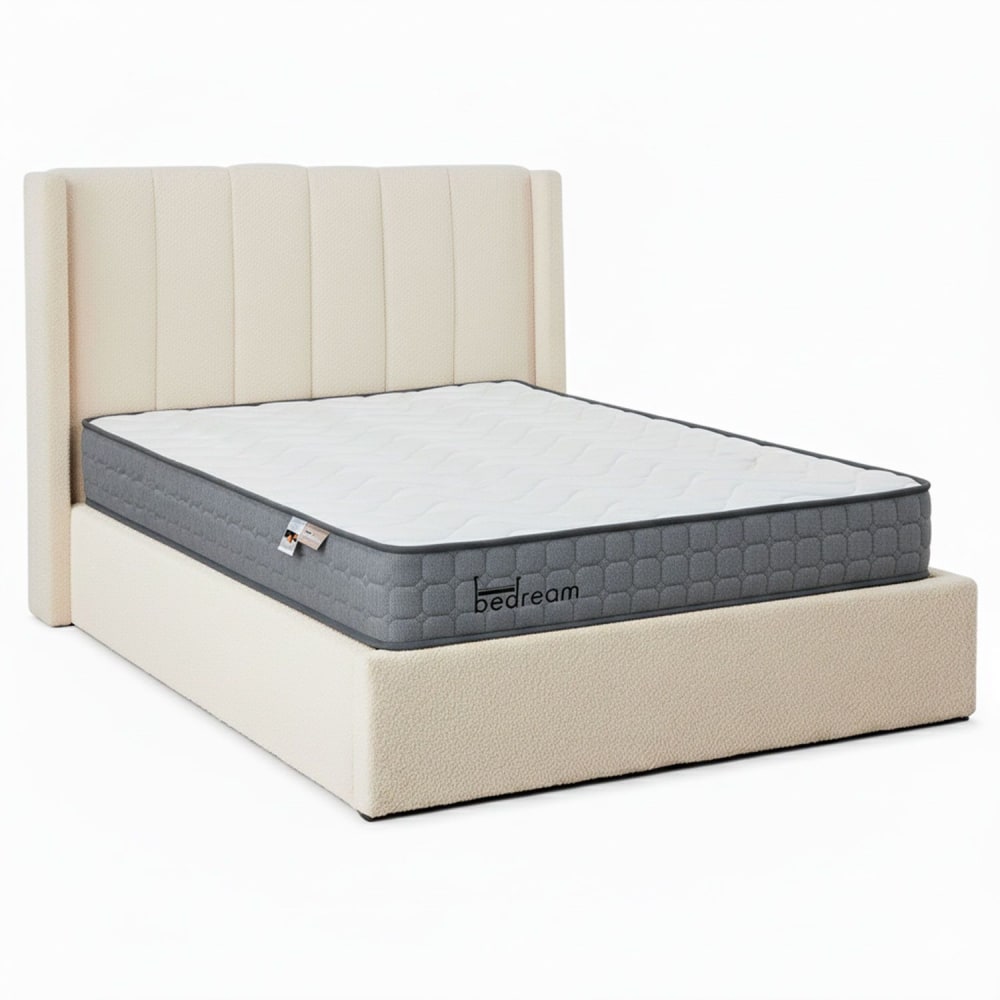 Pack lit-coffre + matelas bedream 140x190cm tissu bouclette crème Pack lit-coffre + matelas bedream 140x190cm tissu bouclette crème
