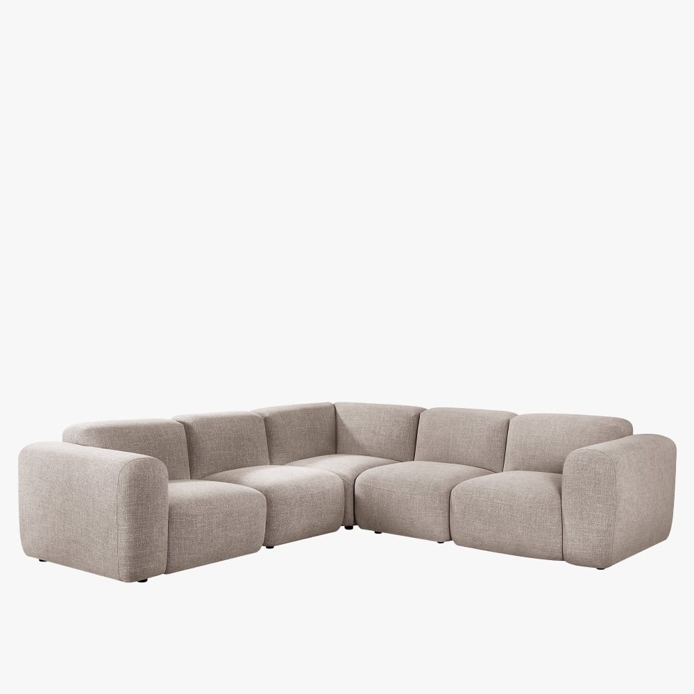 Canapé d'angle modulable en tissu taupe
