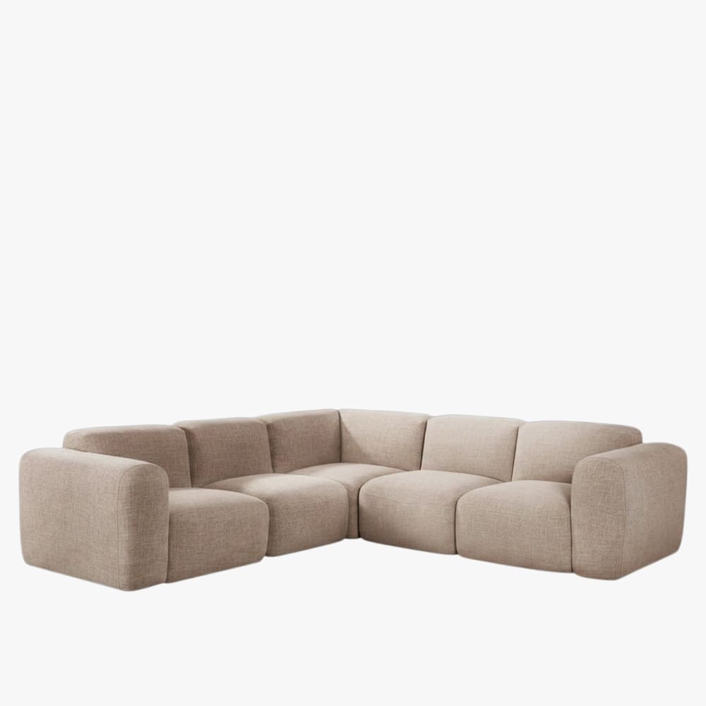 Canapé d'angle modulable en tissu beige