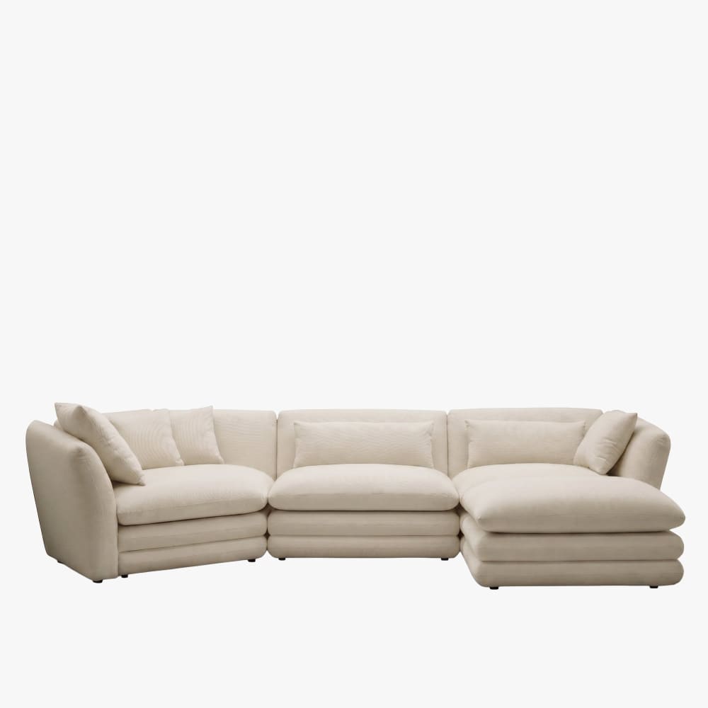 Canapé d'angle modulable et réversible en tissu beige
