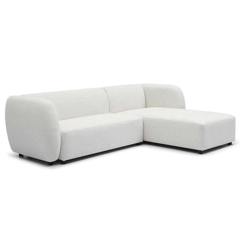 Canapé d'angle réversible moderne tissu bouclette crème Canapé d'angle réversible moderne tissu bouclette crème