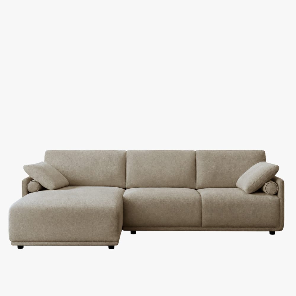 Canapé d'angle en tissu beige - angle gauche