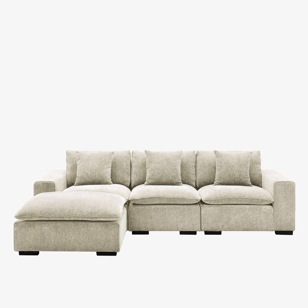 Canapé d'angle modulable et réversible en tissu beige