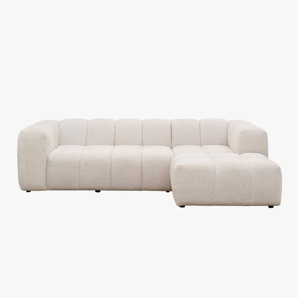 Canapé d'angle tissu bouclette beige - angle droit