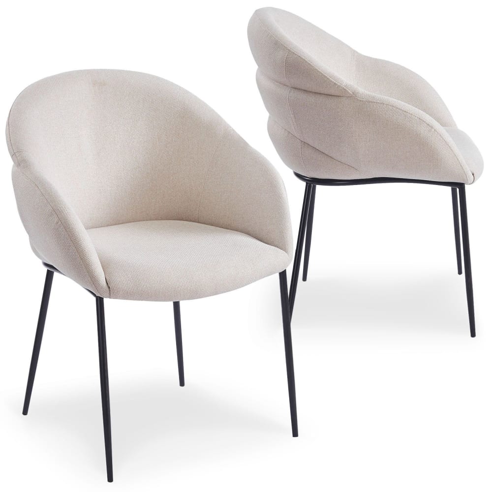 Lot de 2 chaises design enveloppant tissu beige
