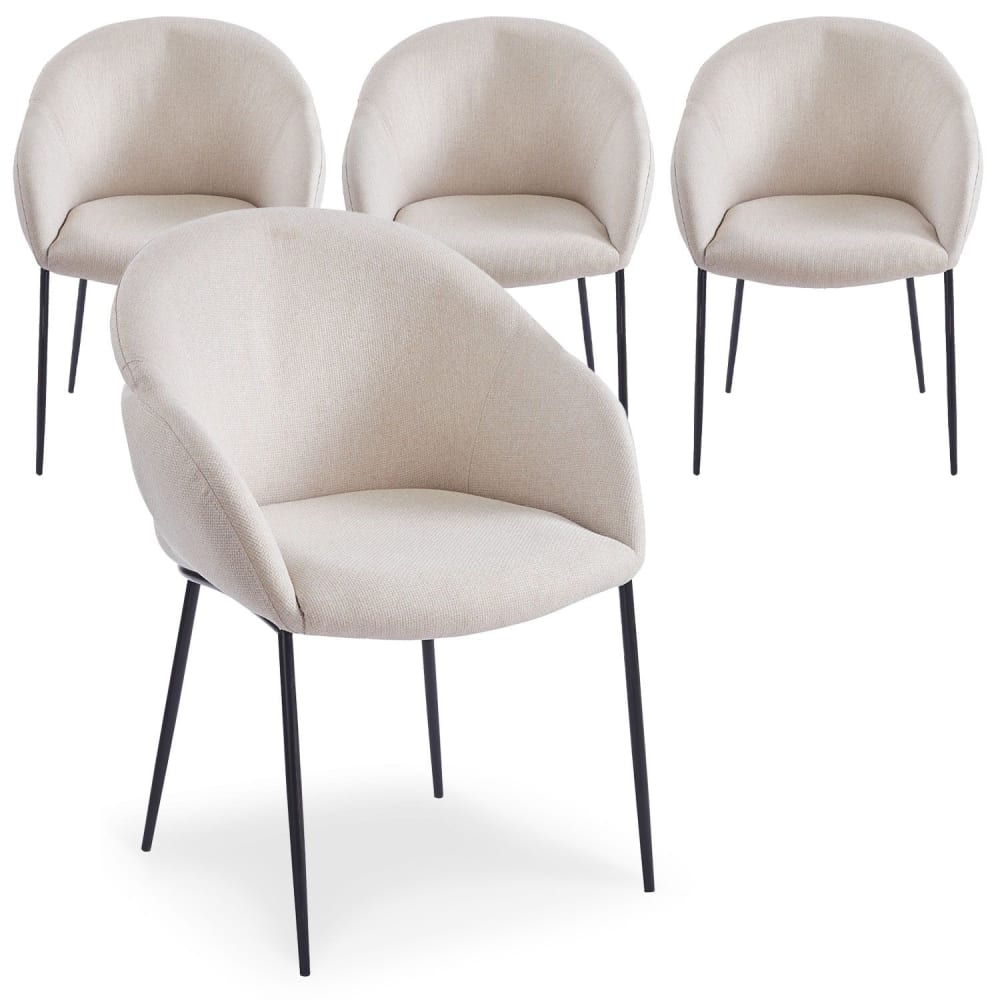 Lot de 4 chaises design enveloppant tissu beige