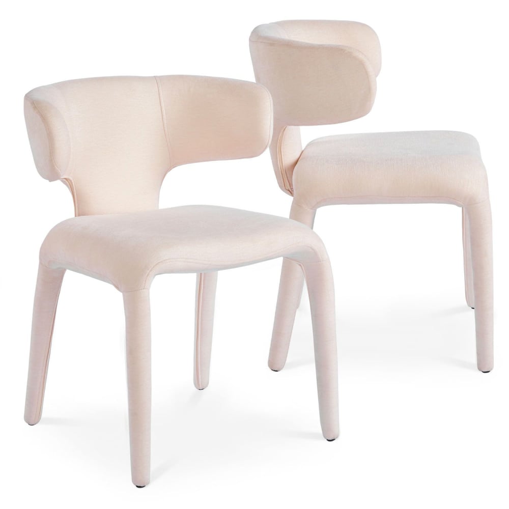 Lot de 2 chaises design dossiers arrondis tissu beige Lot de 2 chaises design dossiers arrondis tissu beige