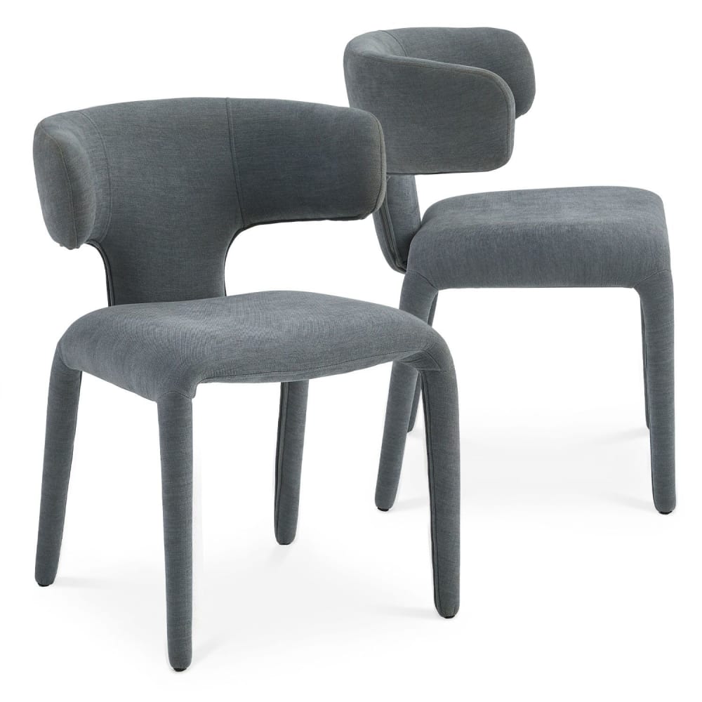 Lot de 2 chaises design dossiers arrondis tissu gris Lot de 2 chaises design dossiers arrondis tissu gris