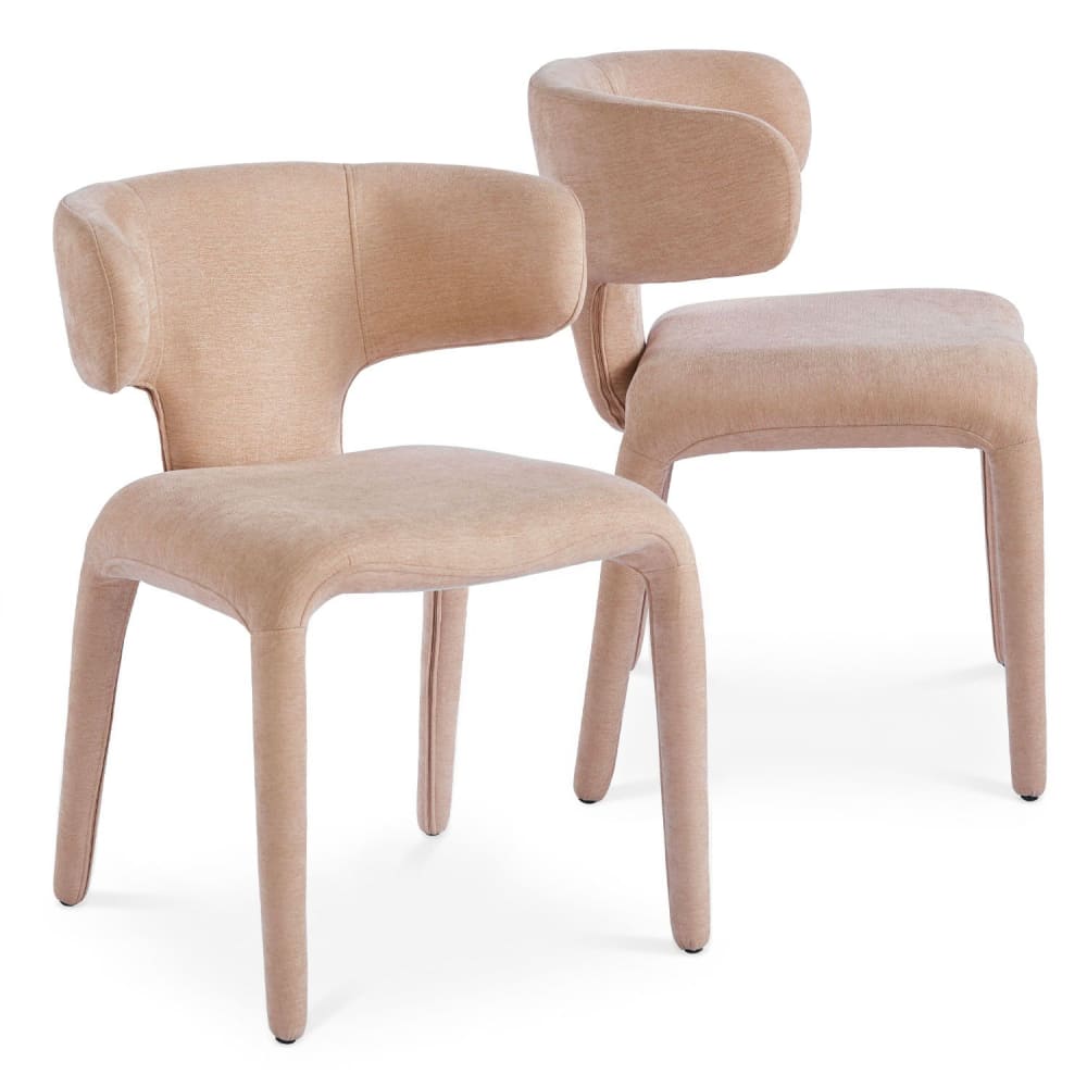 Lot de 2 chaises design dossiers arrondis tissu taupe clair Lot de 2 chaises design dossiers arrondis tissu taupe clair
