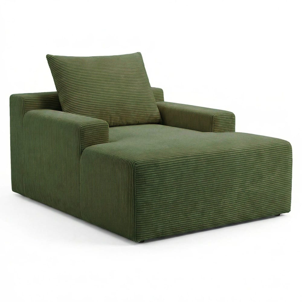 Fauteuil lounge style méridienne velours côtelé vert Fauteuil lounge style méridienne velours côtelé vert