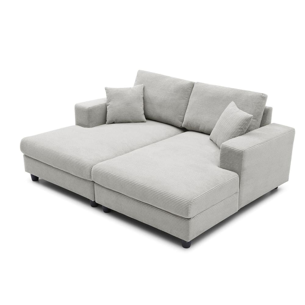 Duo de méridiennes combinables en canapé profond velours côtelé gris Duo de méridiennes combinables en canapé profond velours côtelé gris