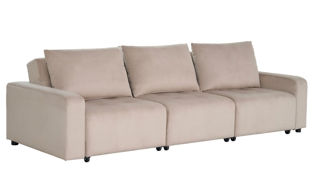 Canapé 3 places convertible et modulable velours taupe