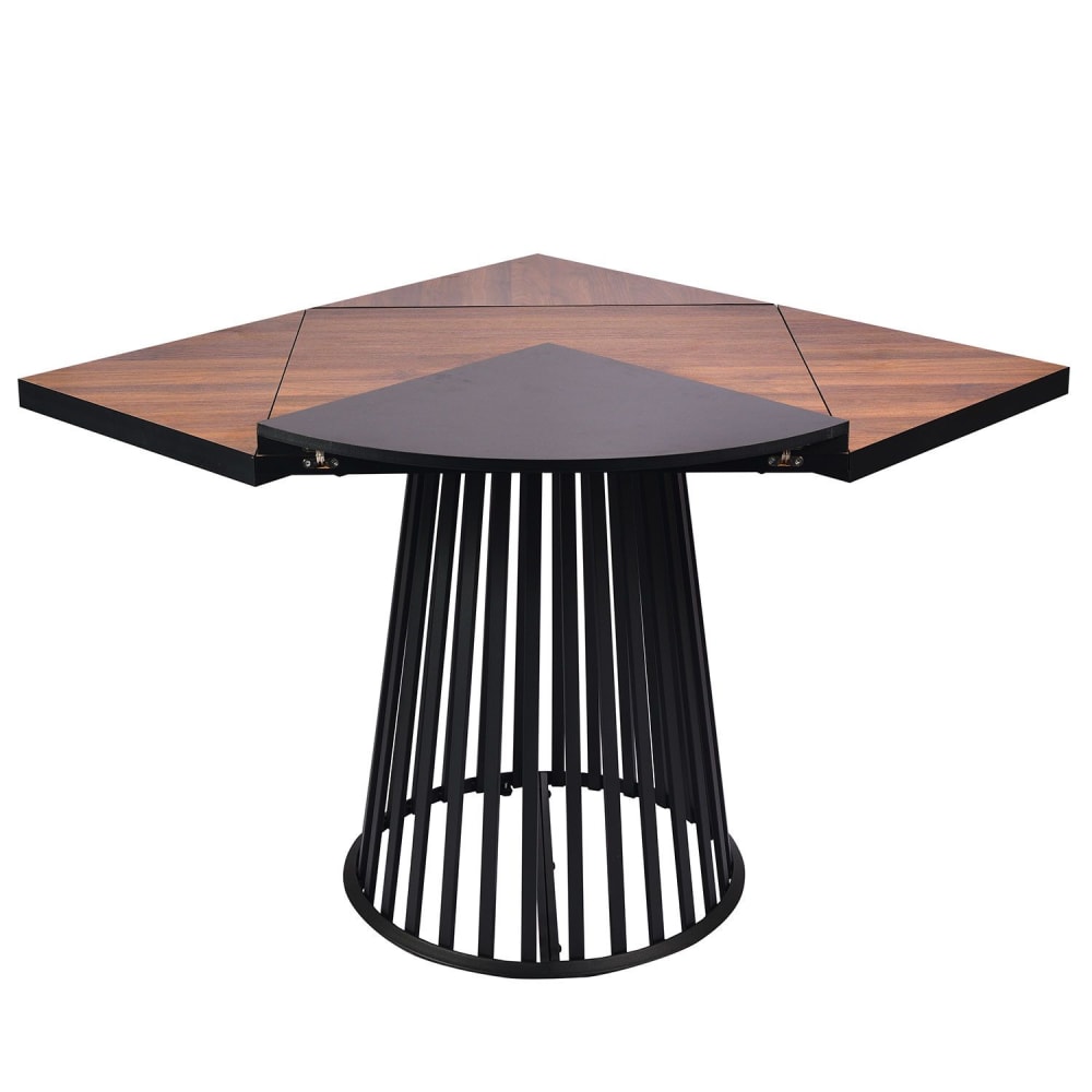 Table modulable ronde ou carrée 100cm noir ou bois noisette
