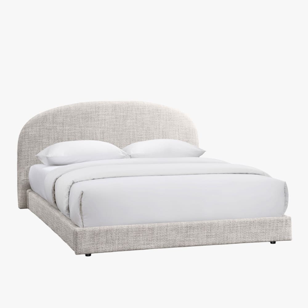 Lit double en tissu beige 140x190 cm