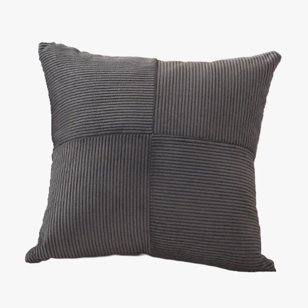 Coussin carré en tissu côtelé gris 45x45 cm