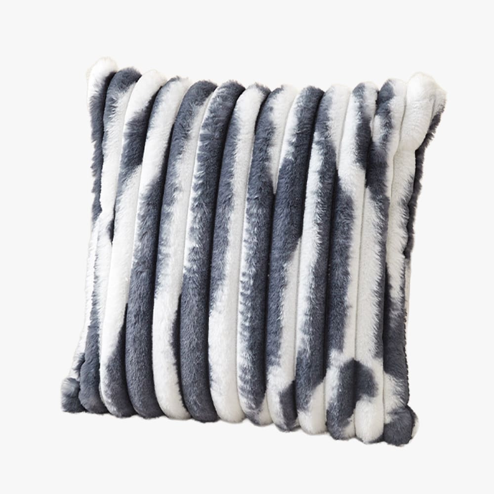 Coussin carré en tissu côtelé gris et blanc 43x43 cm