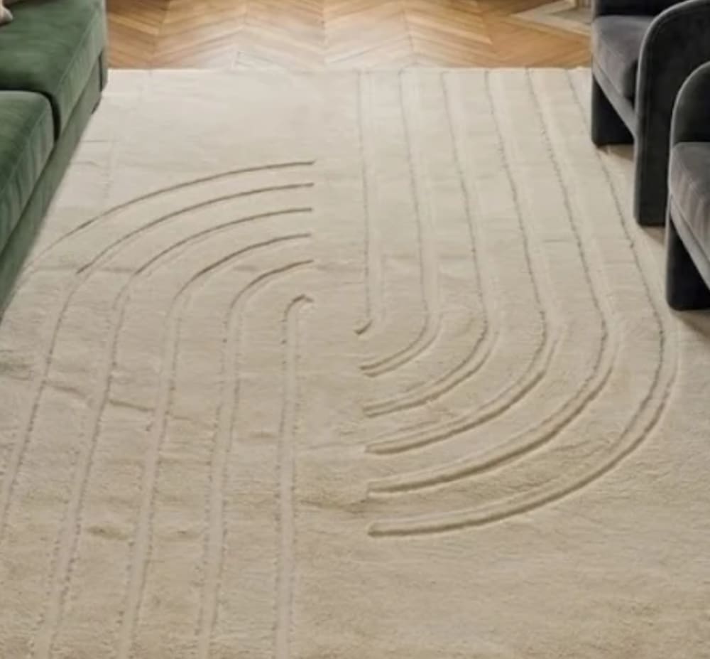 Tapis en tissu doux à motif en relief beige - 160x230 cm