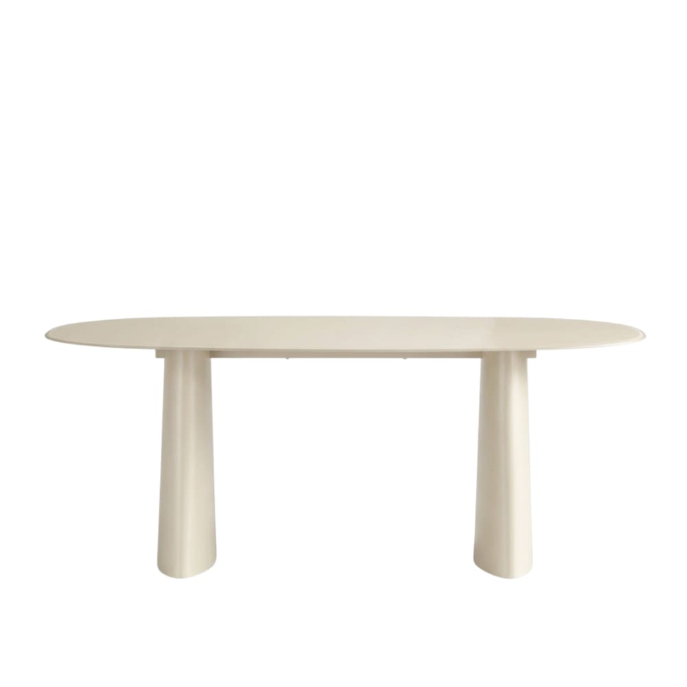 Mesa fija gris paloma con tablero de cristal opaco, 220x110 cm, 76h